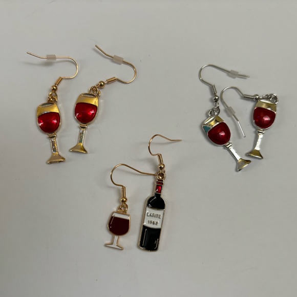 Wine Glass Earrings Set - 3 pairs - Picture 1 of 5